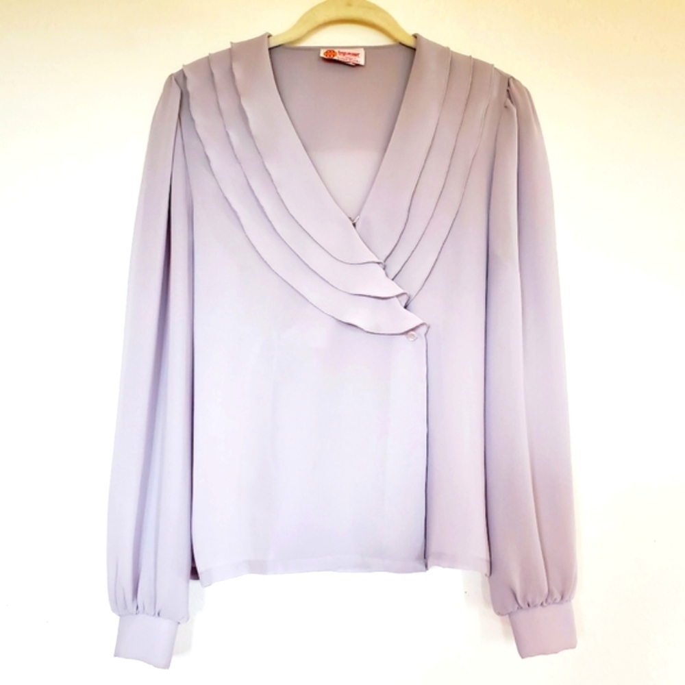 Vintage lavender wrap blouse
